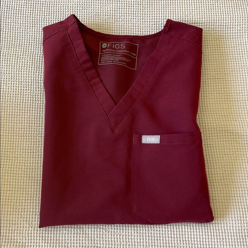 burgundy scrub set